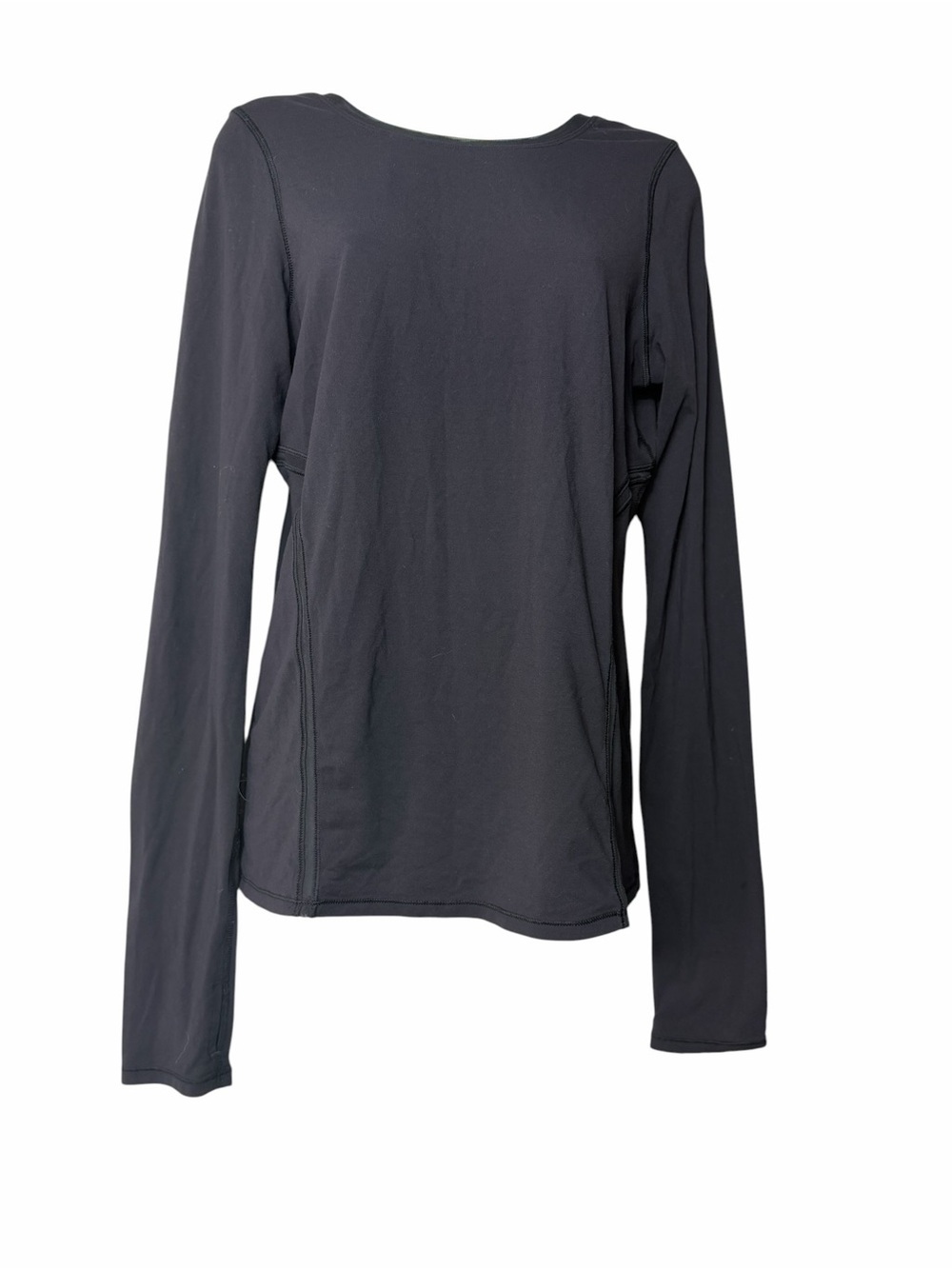 Lululemon Long Sleeve Shirt Top Black Mesh Cut Outs Scoop Back Thumb Hole Size 8